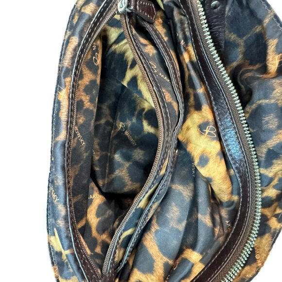 B. Makowsky Genuine Leather Boho Tote Bag Brown | Silver Hardware | Preowned - Picture 5 of 16